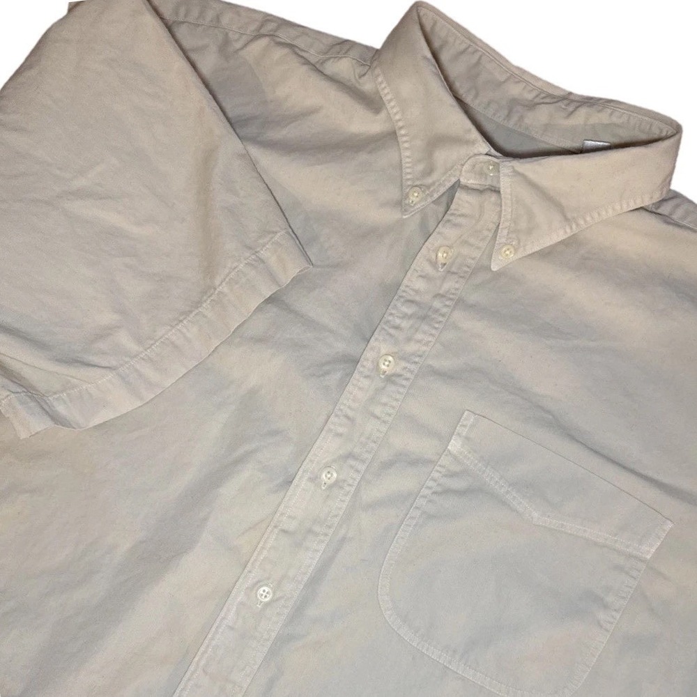 Halogen Nordstron Button Down Shirt Men XL Cream S Sleeve Cotton Classic Casual
